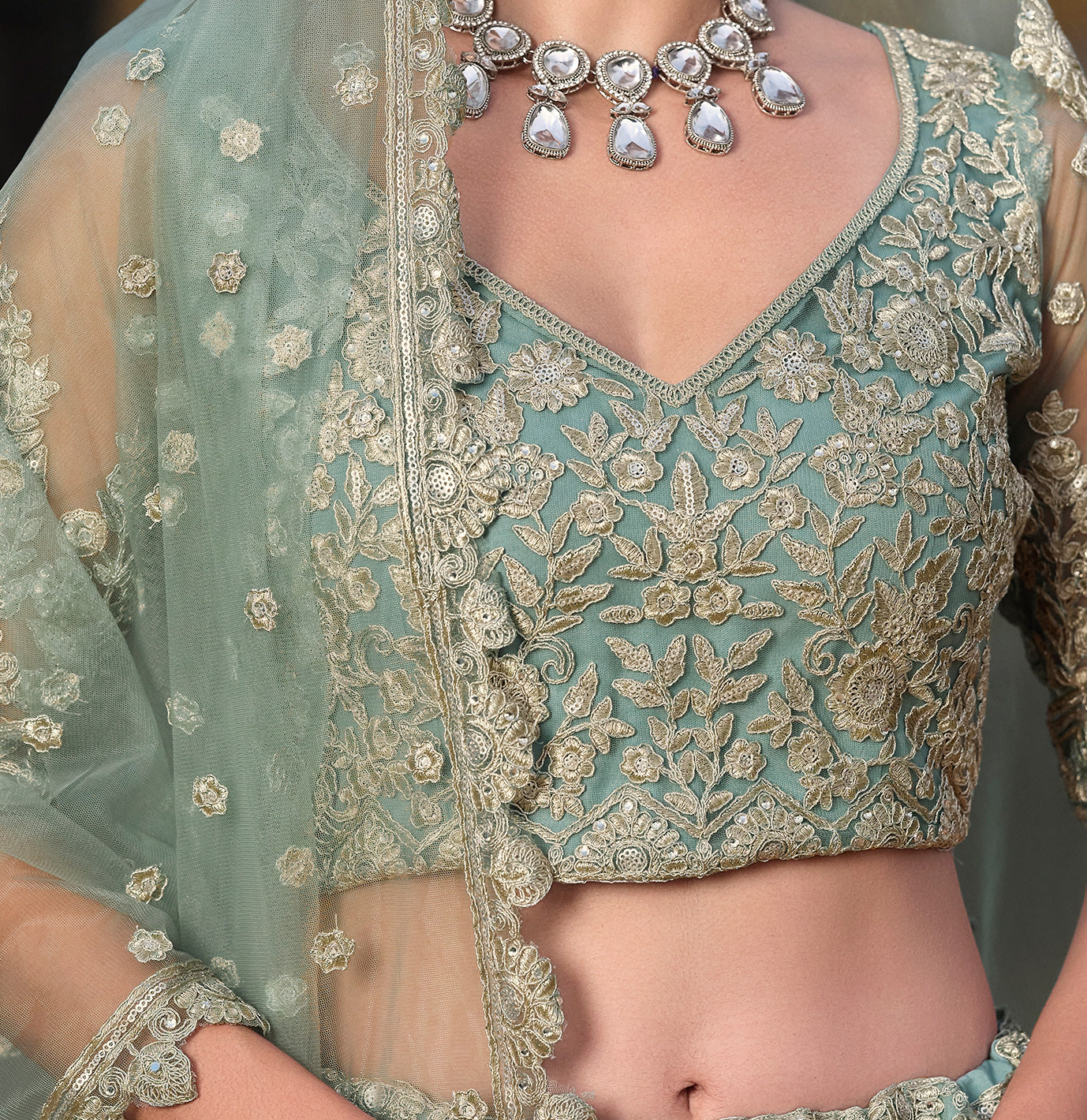 Dimond Net Lehenga - L3186