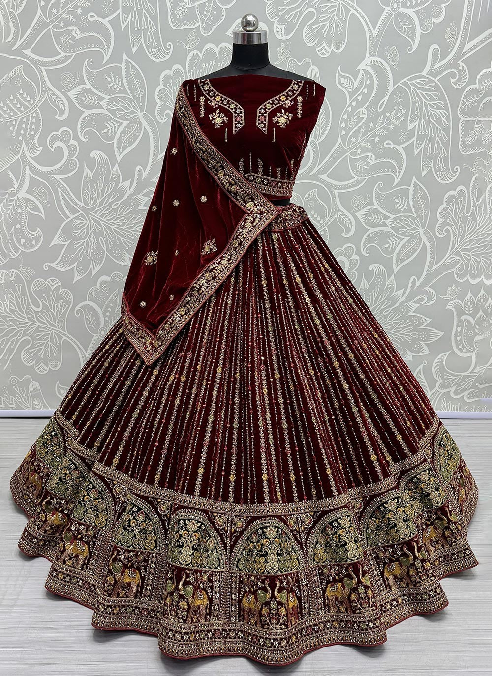 Diamond Velvet A - Line Lehenga - L2225