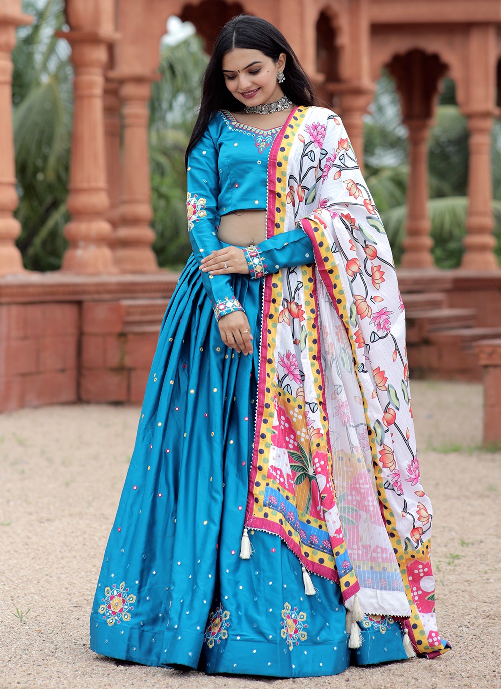 Embroidered Silk A - Line Lehenga - L1057