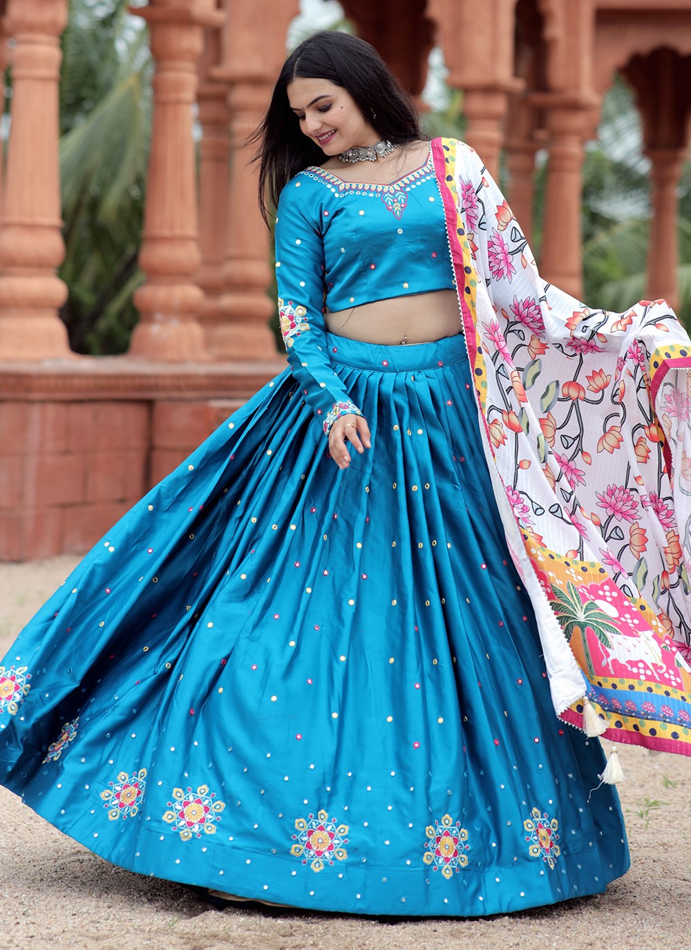 Embroidered Silk A - Line Lehenga - L1057