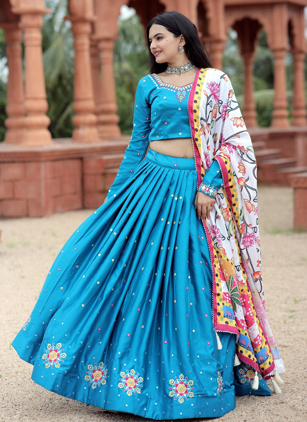 Embroidered Silk A - Line Lehenga - L1057