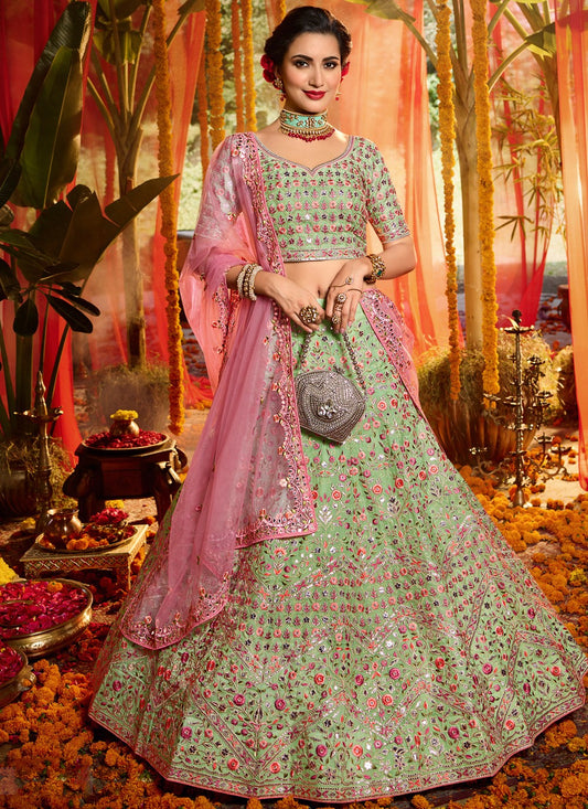 Embroidered Organza A - Line Lehenga - L0080