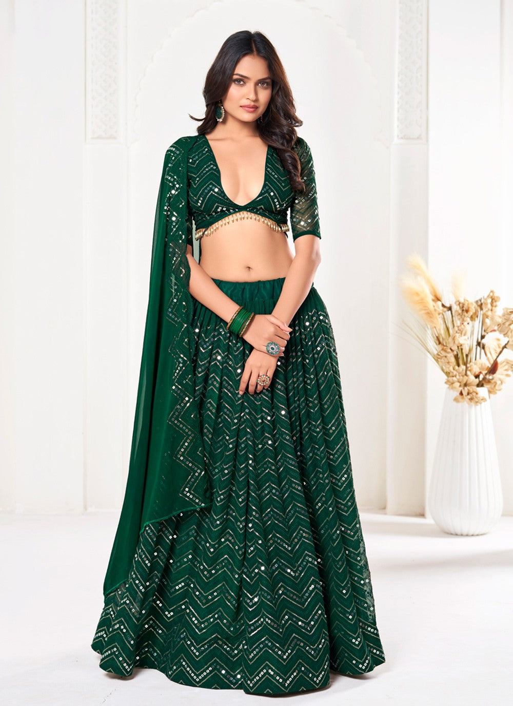 Embroidered Georgette A - Line Lehenga - L2308