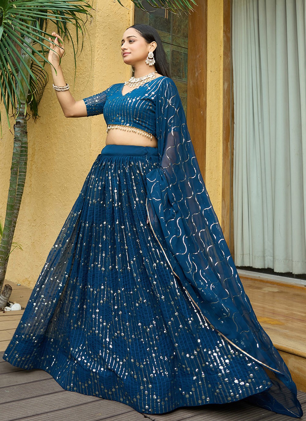 Embroidered Georgette A - Line Lehenga - L2308