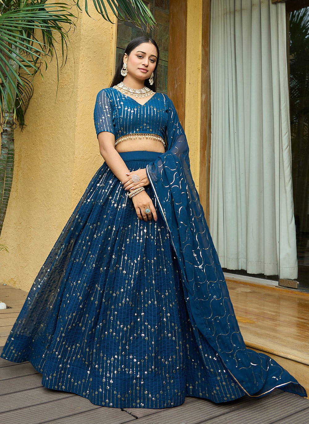 Embroidered Georgette A - Line Lehenga - L2308