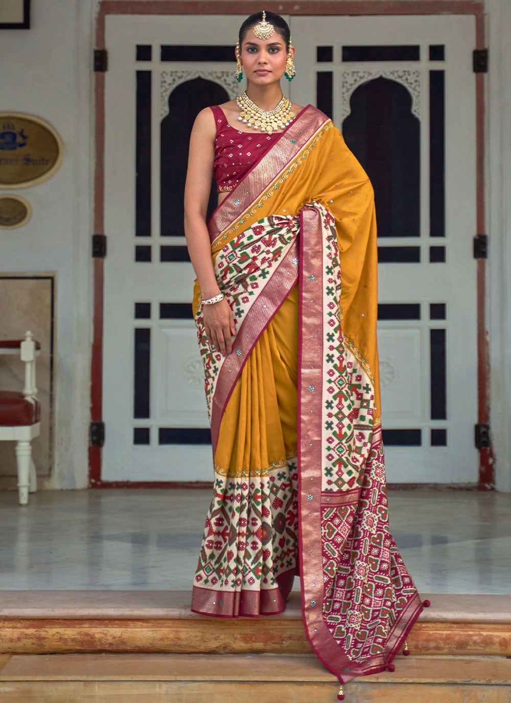 Classic Aari Work Patola Silk Saree - S1944