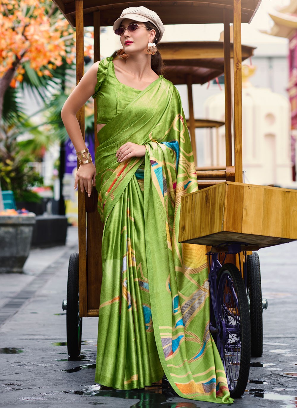 Abstract Print Pure Crepe Saree - S12142