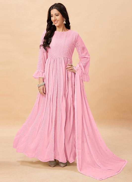 Faux Georgette Anarkali - T1041