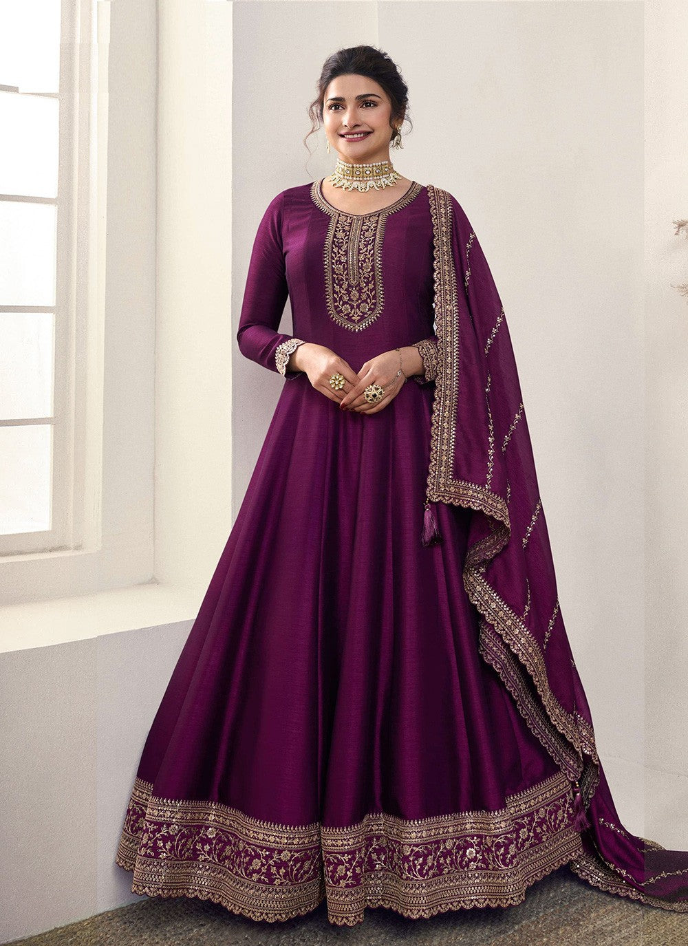 Georgette, Silk Anarkali - T2592