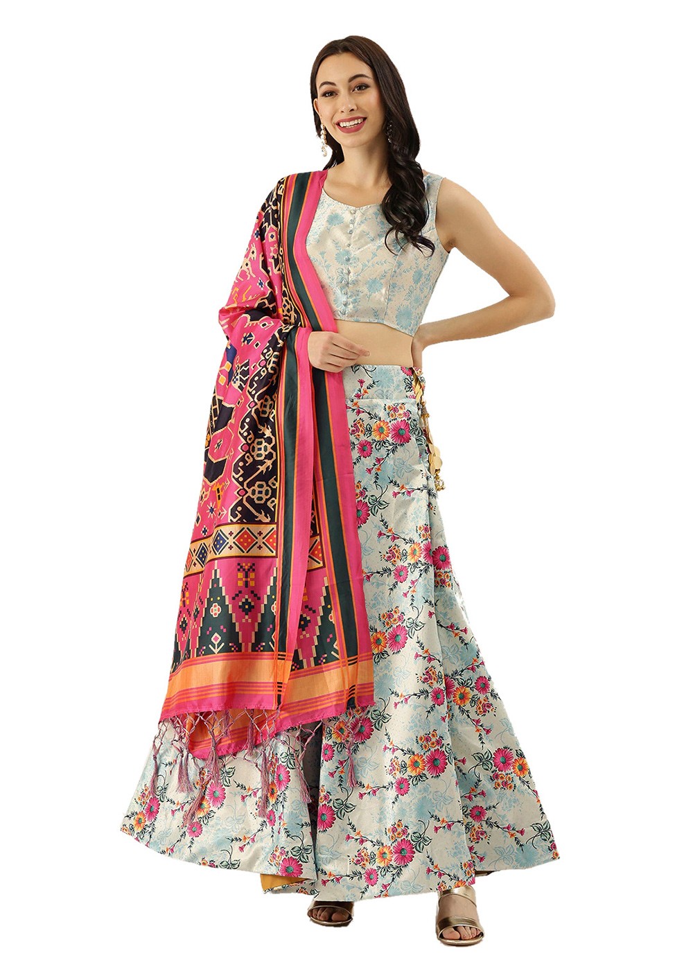 Digital Print Satin Silk A - Line Lehenga - L2134