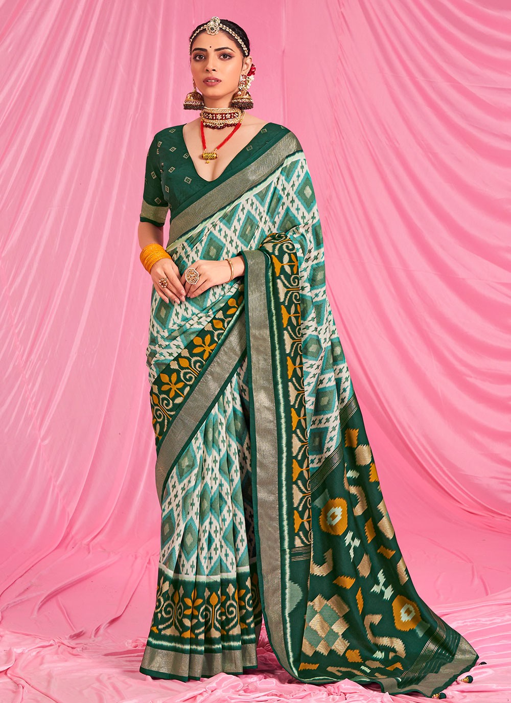 Classic Printed Patola Silk Saree - S6072