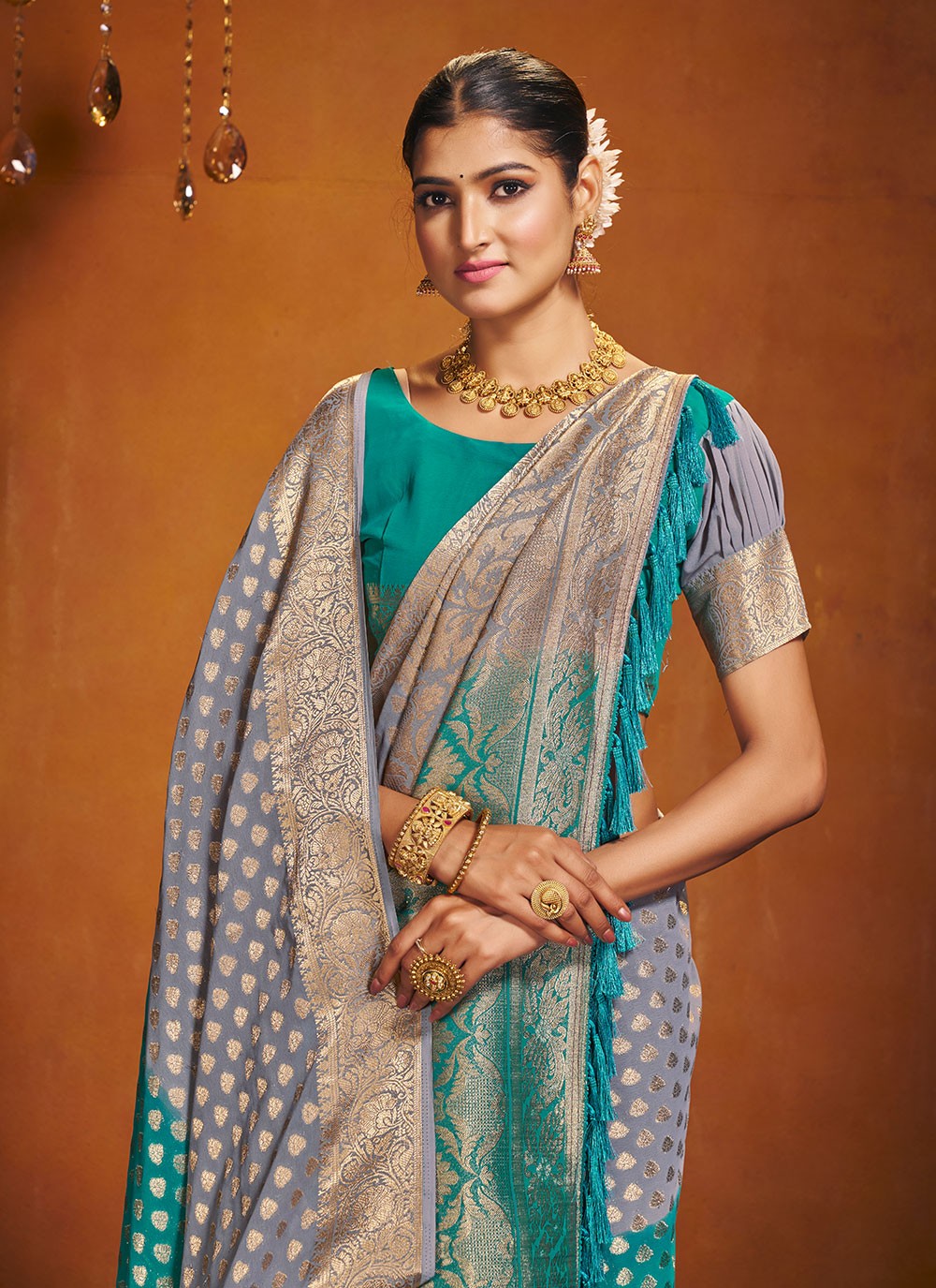 Trendy Weaving Zari Pure Georgette Saree - S4581