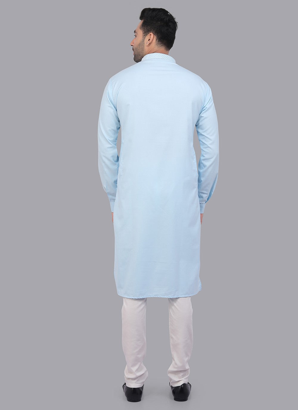 Plain Art Silk Aqua Blue Kurta Pyjama - M6723