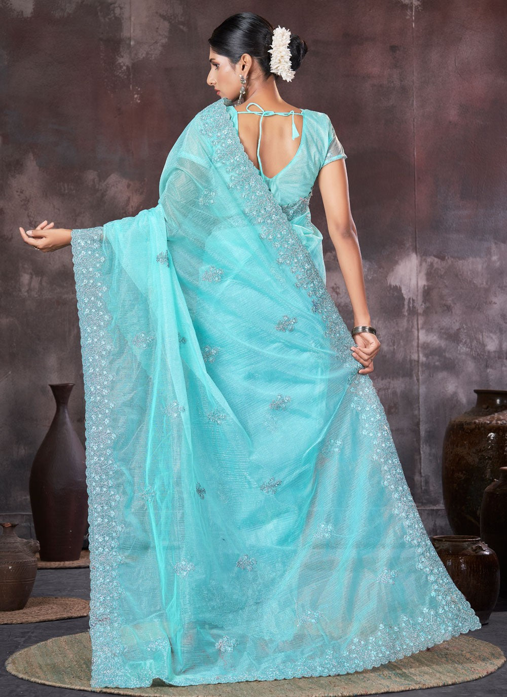 Classic Border Work Net, Organza Saree - S7557