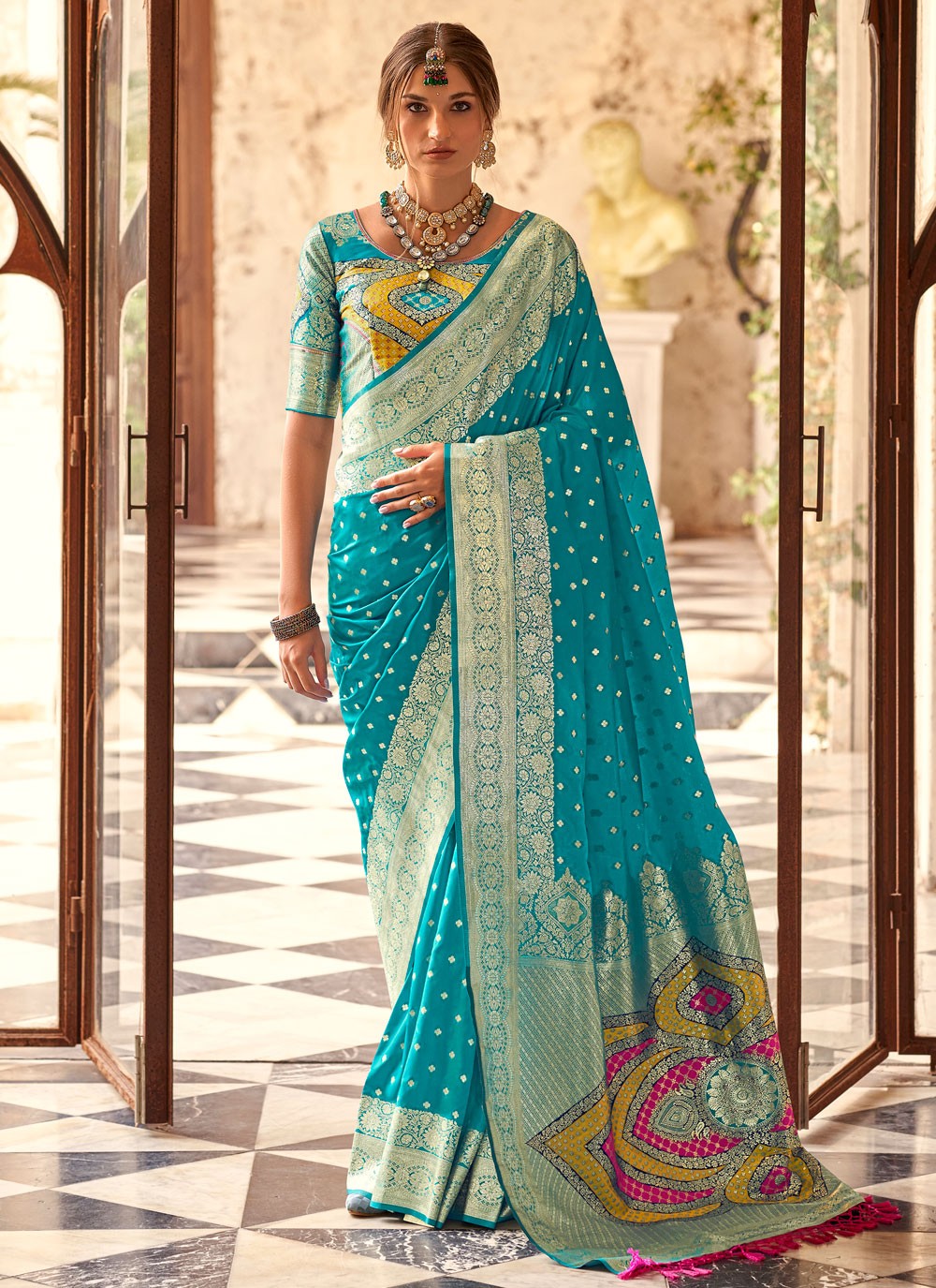 Classic Border Work Silk Saree - S9437