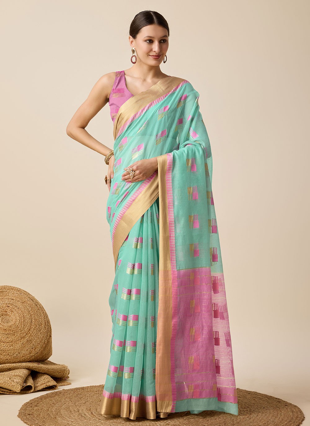 Classic Weaving Zari Cotton Silk Saree - S6999