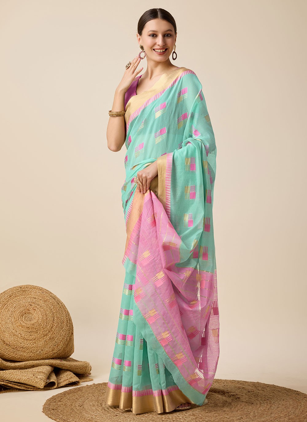 Classic Weaving Zari Cotton Silk Saree - S6999