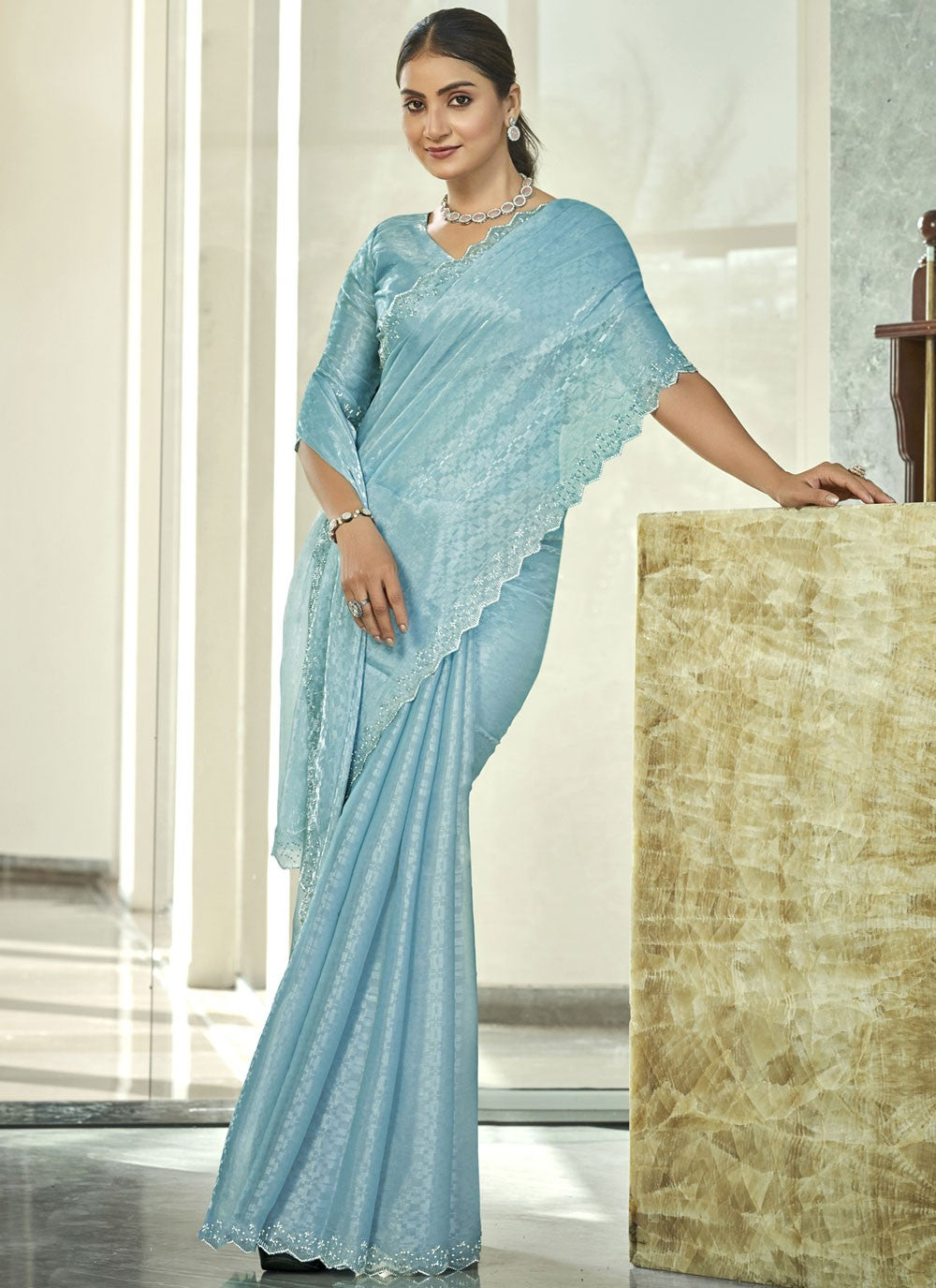 Classic Beads Silk Blend Saree - S9540