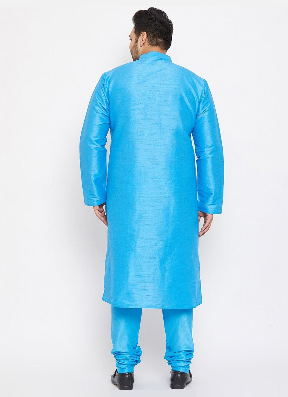 Plain Dupion Silk Aqua Blue Kurta Pyjama - M2626