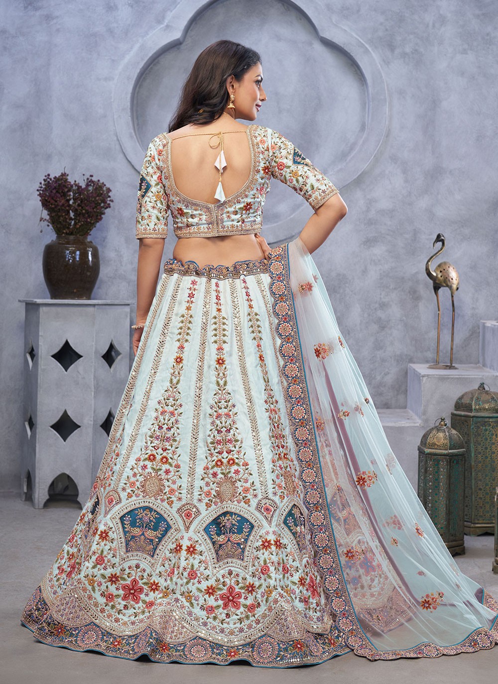 Embroidered Net A - Line Lehenga - L2825