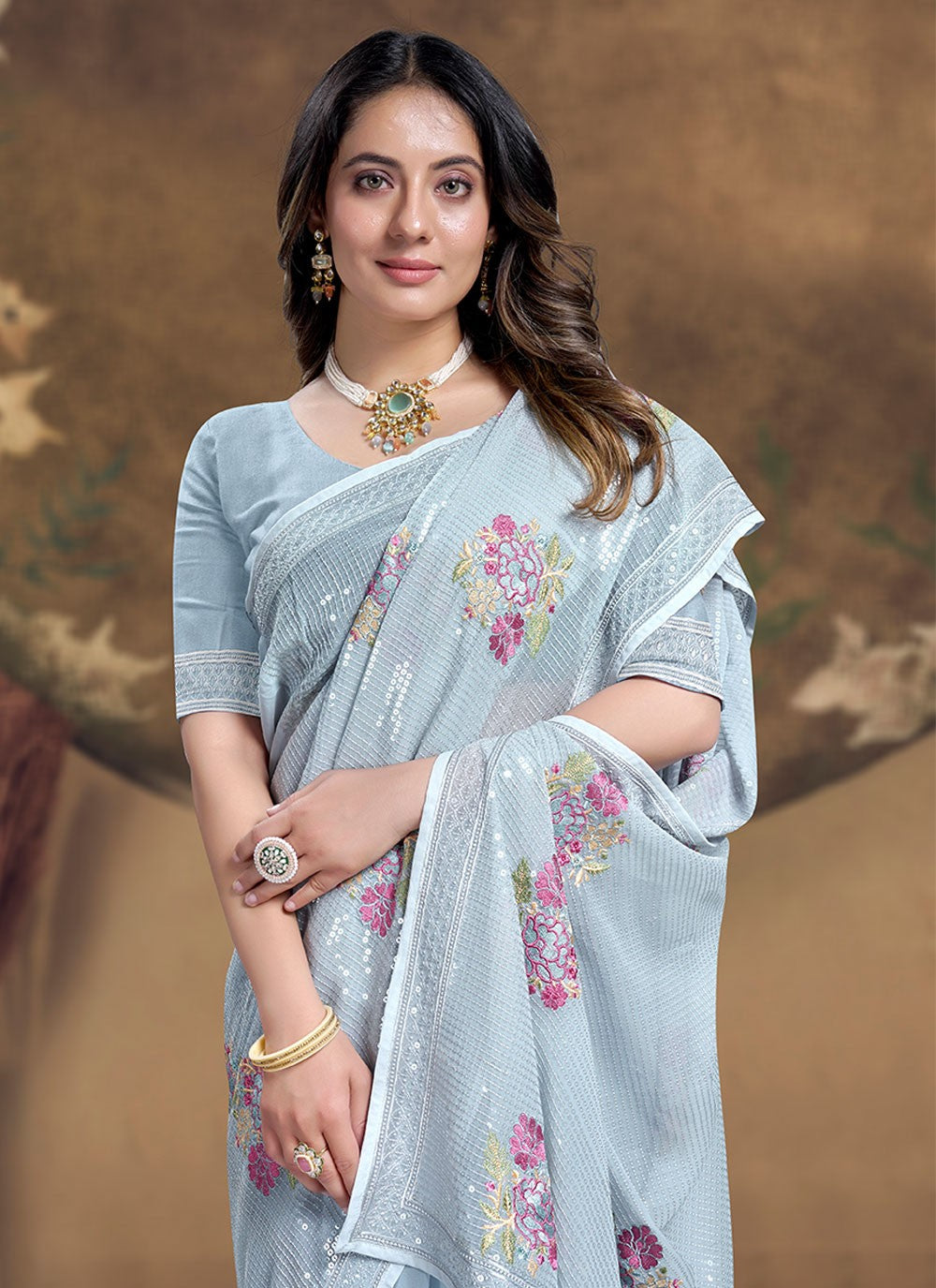 Classic Embroidered Silk Saree - S5933