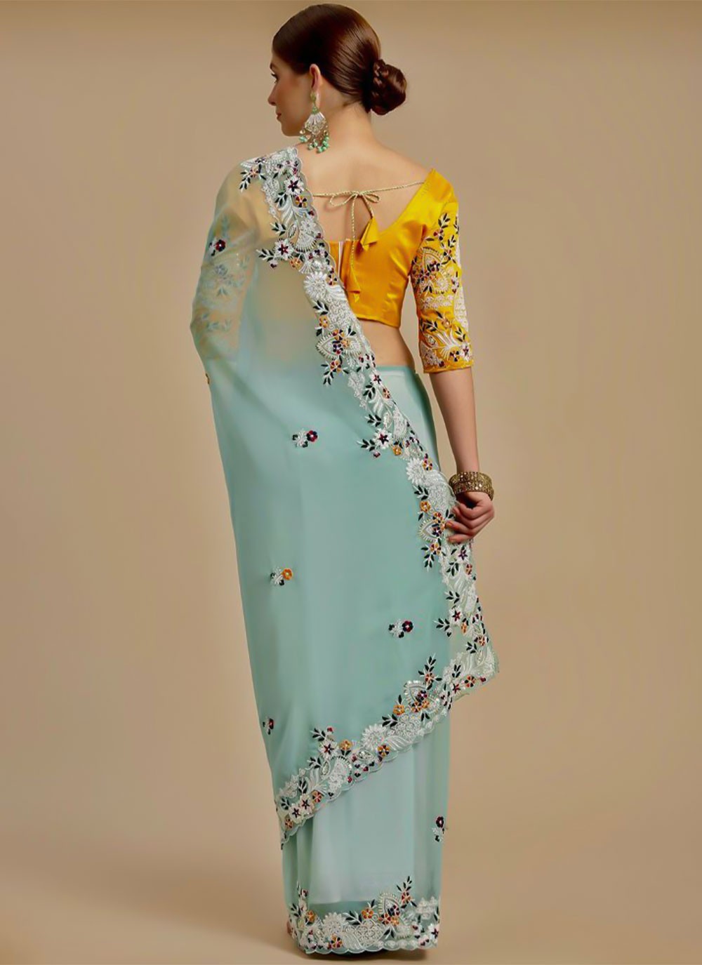 Classic Embroidered Georgette Saree - S1963