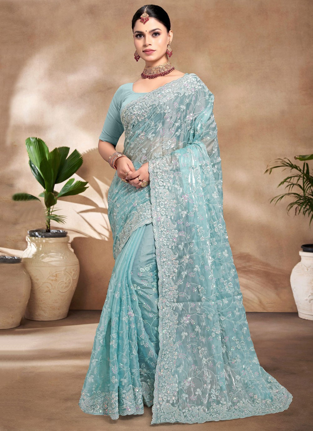 Classic Embroidered Jimmy Chu Saree - S8805