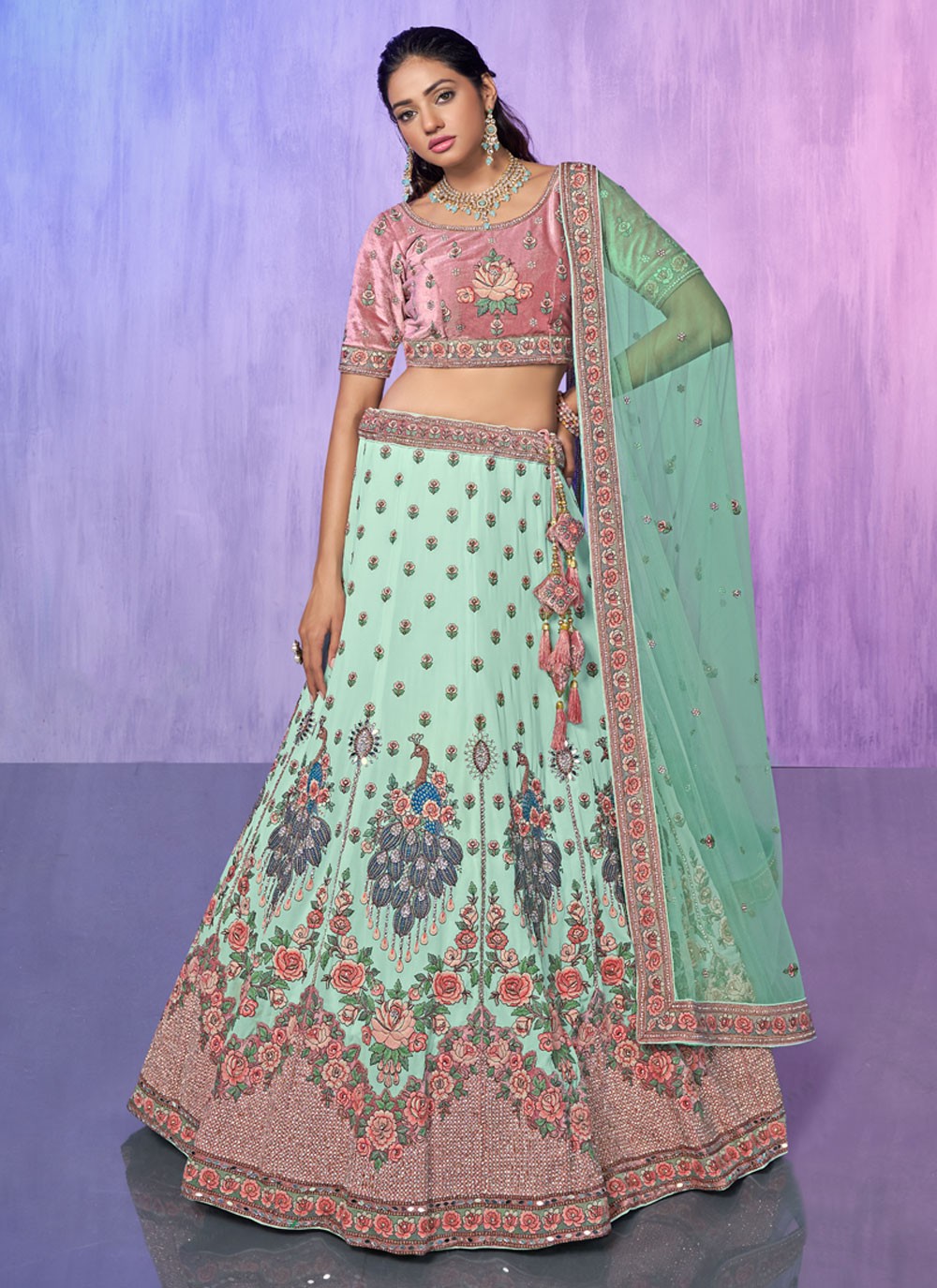 Embroidered Georgette A - Line Lehenga - L1332