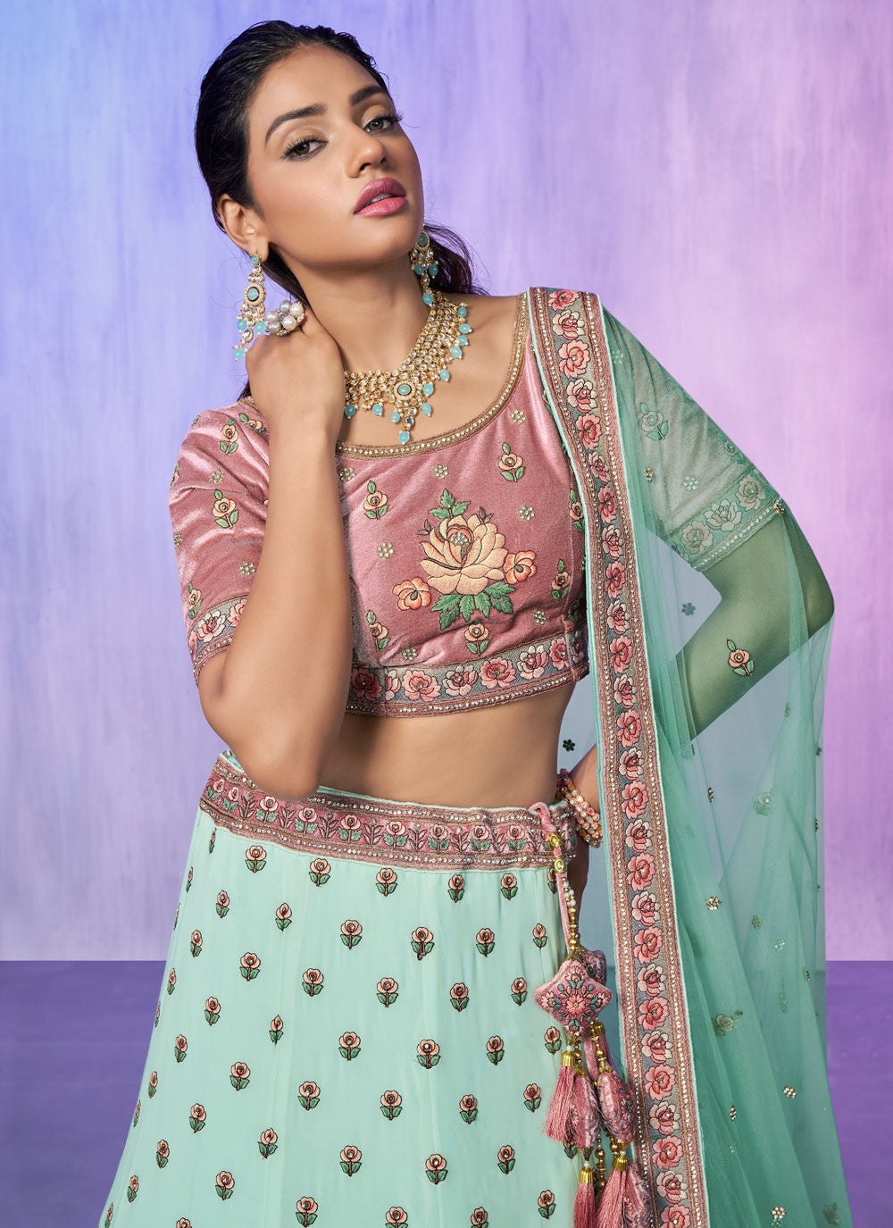 Embroidered Georgette A - Line Lehenga - L1332