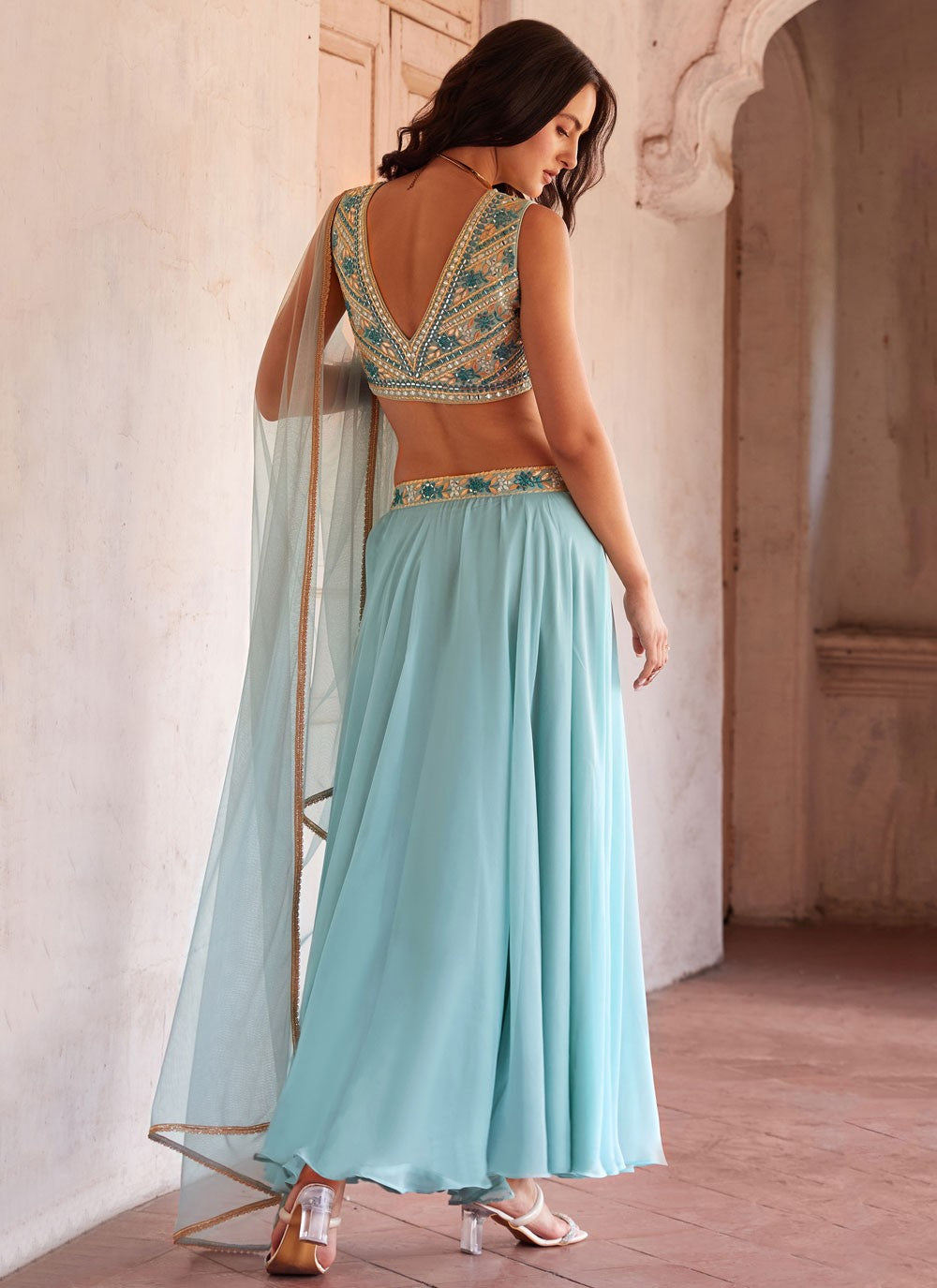 Embroidered Georgette Readymade Lehenga Choli - L1744