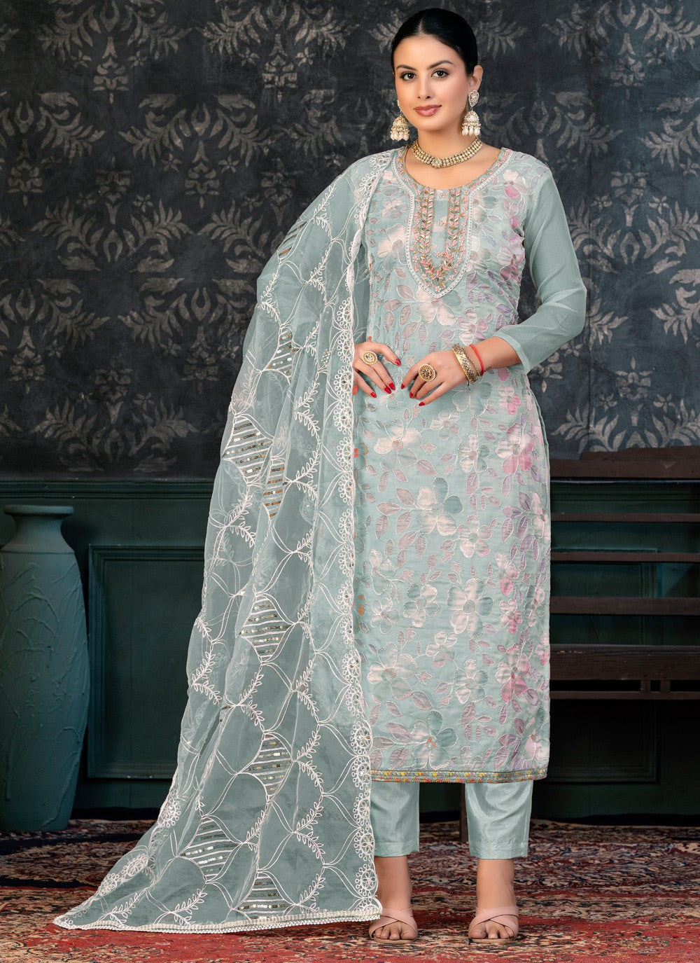 Organza Salwar Suit - T1372