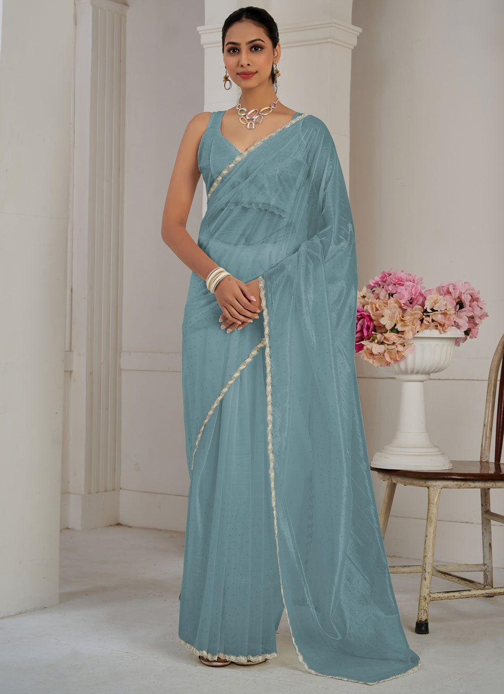 Classic Cutdana Net, Organza Saree - S10577