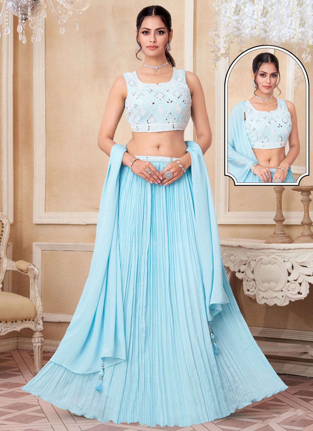 Plain Silk Lehenga - L3036