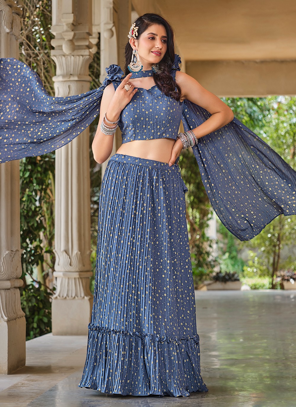 Printed Georgette A - Line Lehenga - L0971