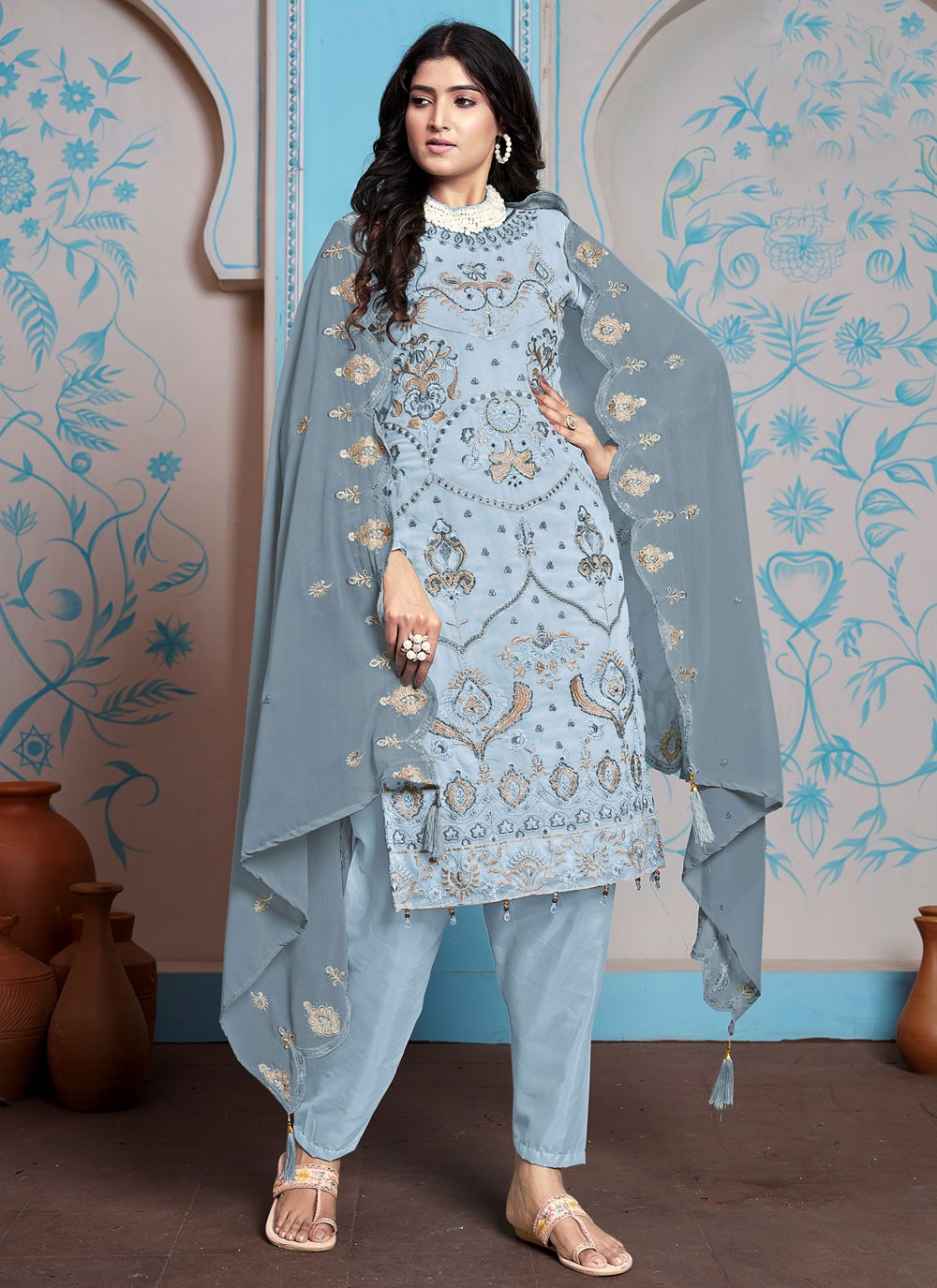 Faux Georgette Salwar Suit - T3312