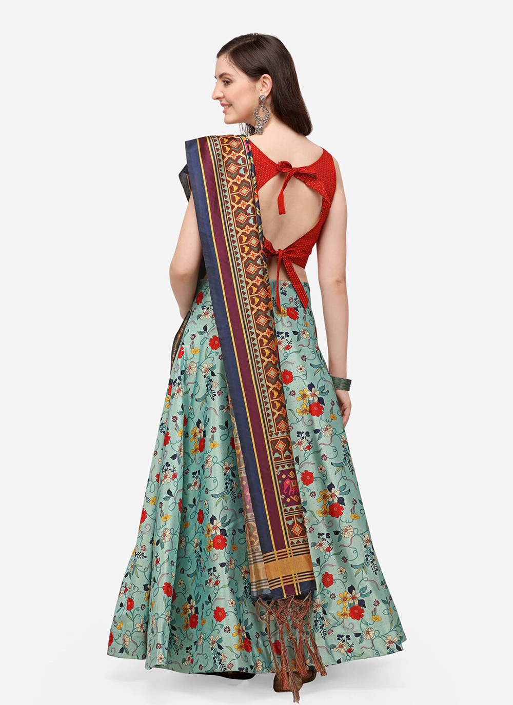 Digital Print Satin Silk A - Line Lehenga - L2124