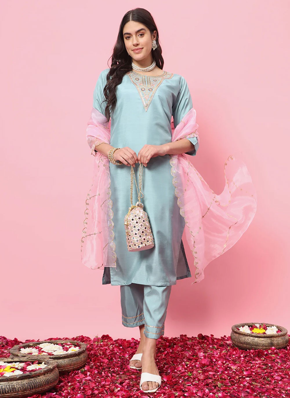 Silk Blend Salwar Suit - T2476