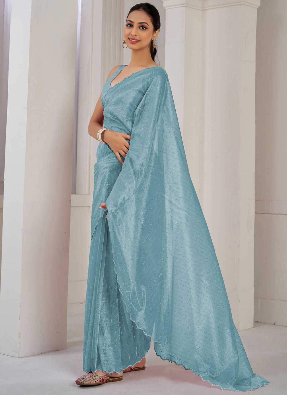 Classic Cutdana Net, Organza Saree - S10606