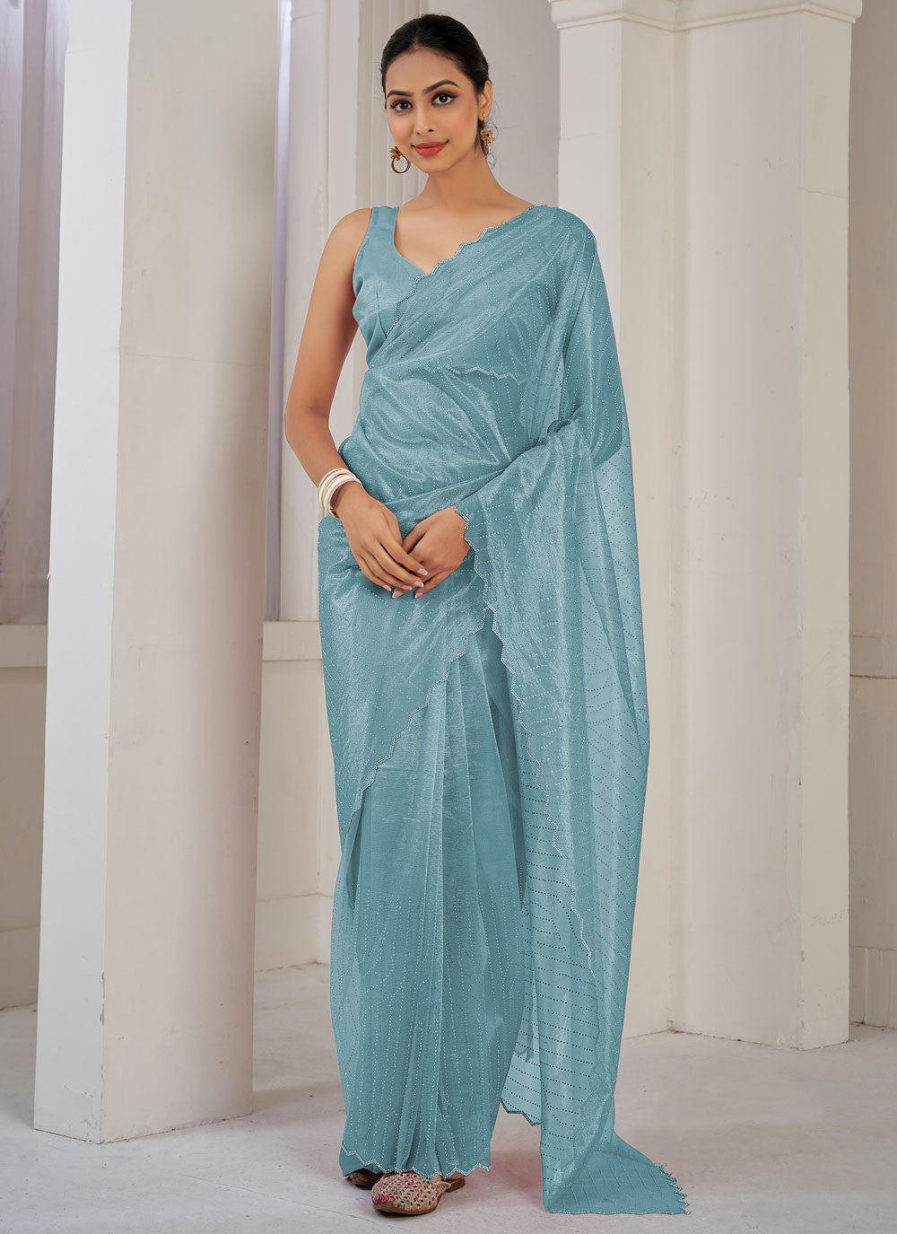 Classic Cutdana Net, Organza Saree - S10606