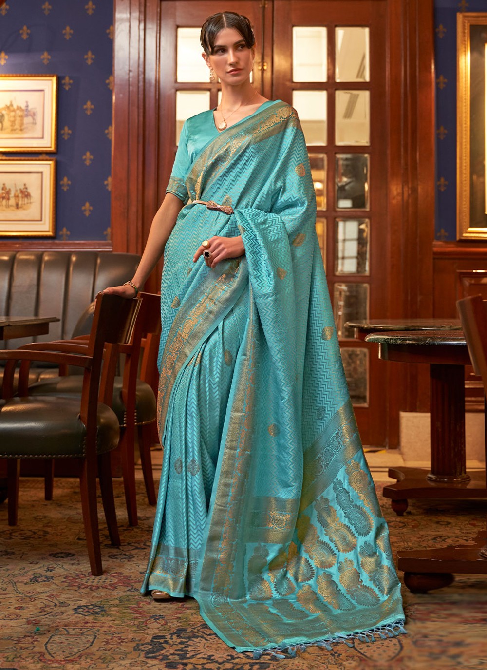 Traditional Weaving Zari Satin Silk Saree - S2073