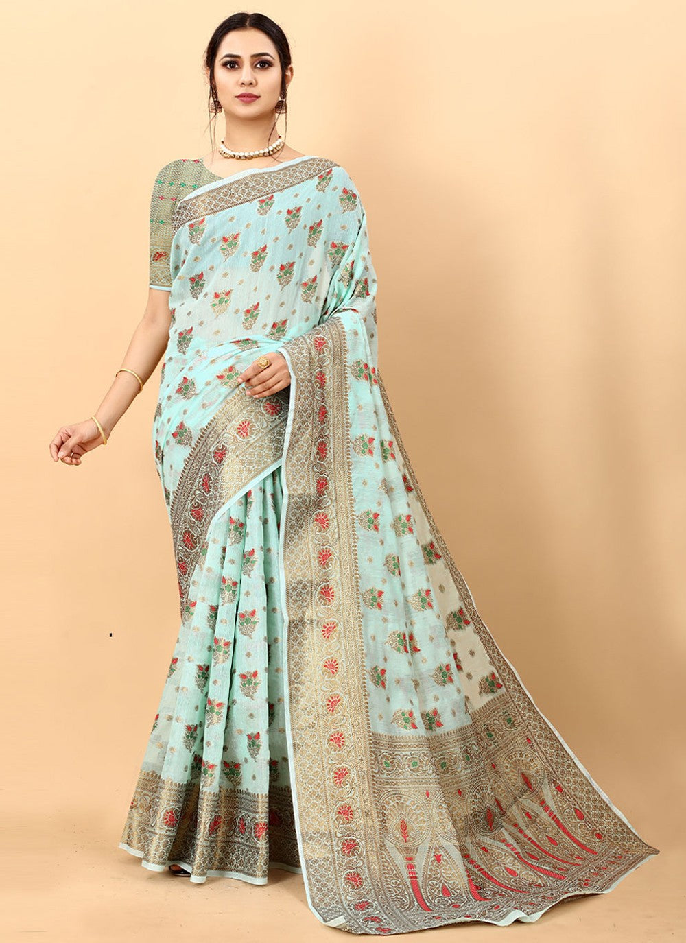 Classic Weaving Zari Cotton Silk Saree - S1597