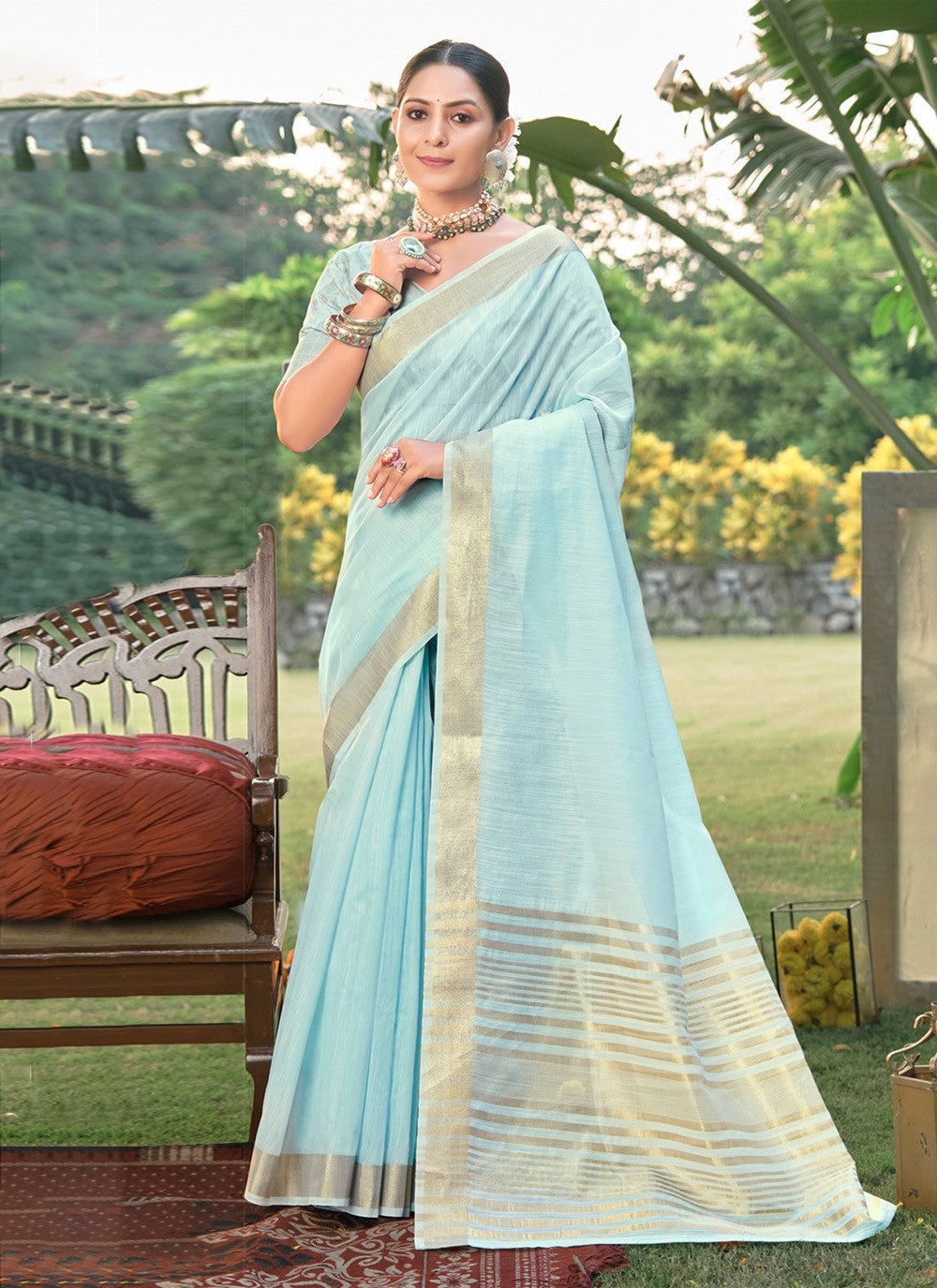 Traditional Weaving Zari Cotton Saree - S4461