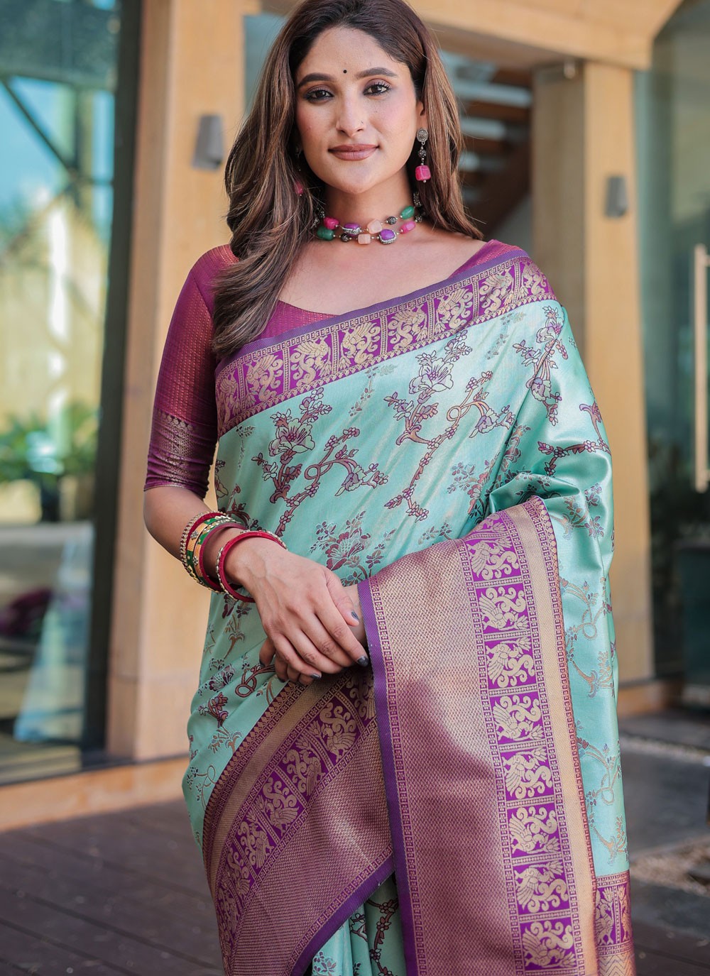 Woven, Zari Malbari Silk Saree - S12308