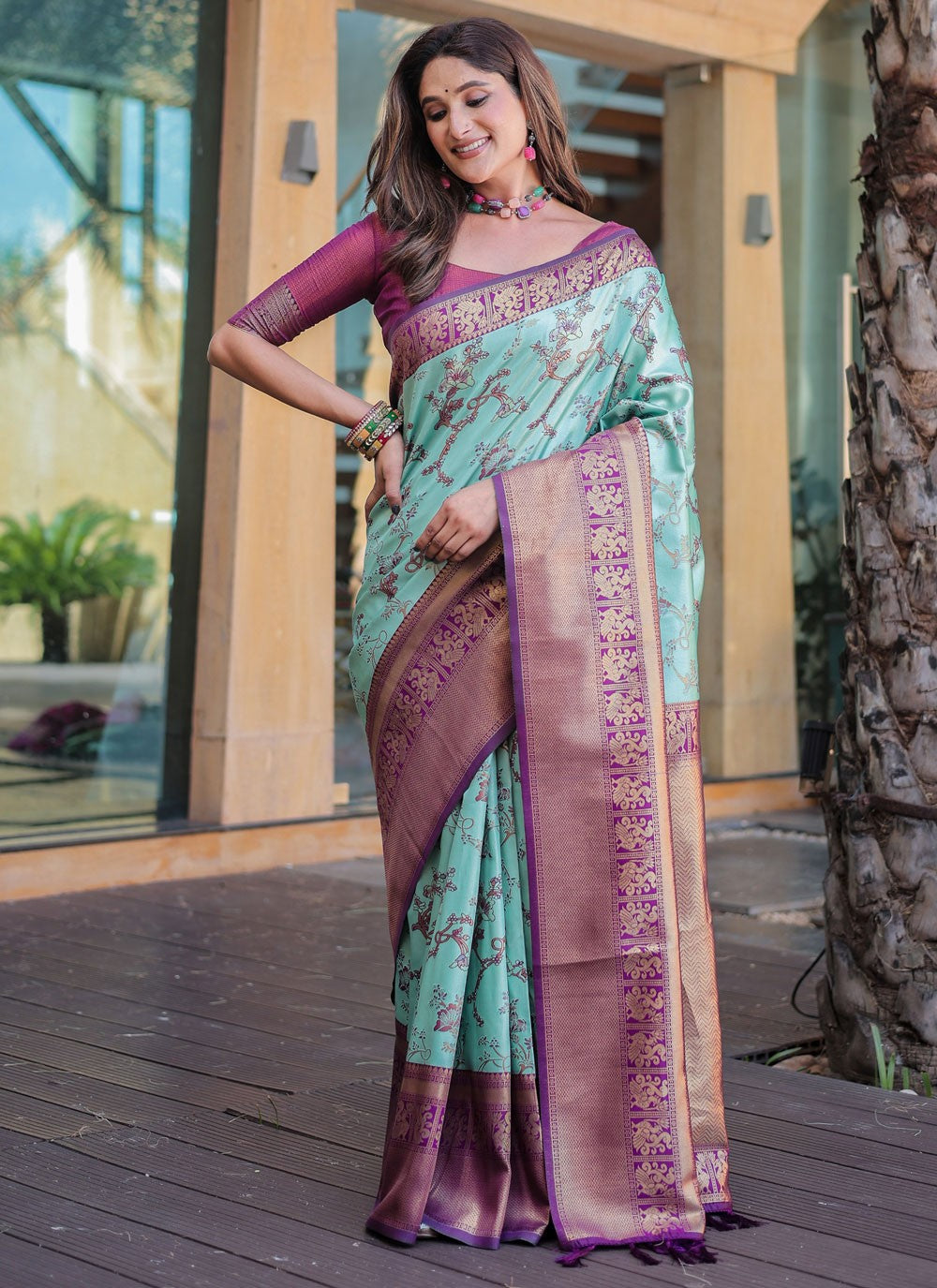 Woven, Zari Malbari Silk Saree - S12308