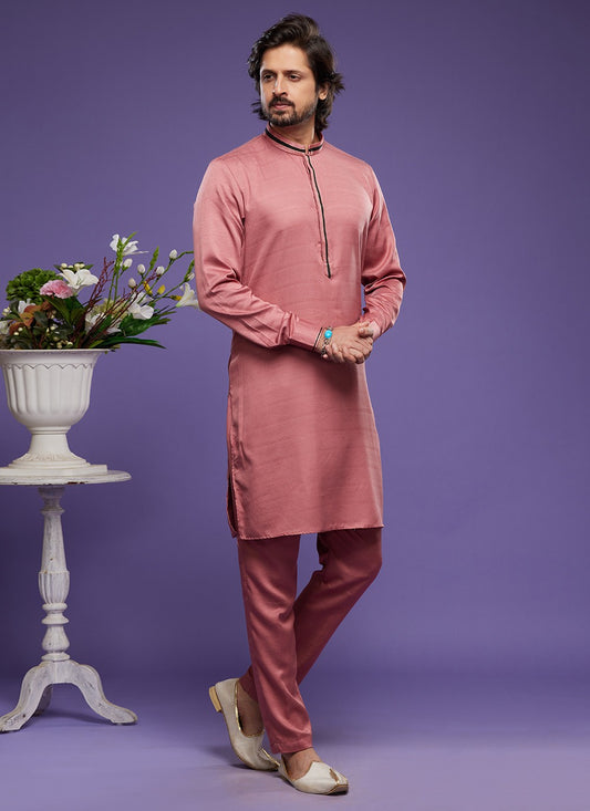 Thread Banarasi Silk Pink Kurta Pyjama - M6053