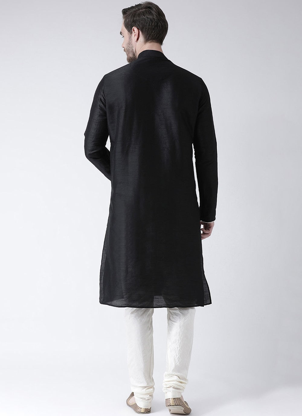 Embroidered Art Dupion Silk Black Kurta Pyjama - M3501