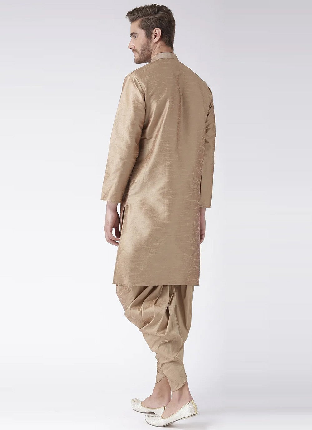 Plain Art Dupion Silk Beige Dhoti Kurta - M2499