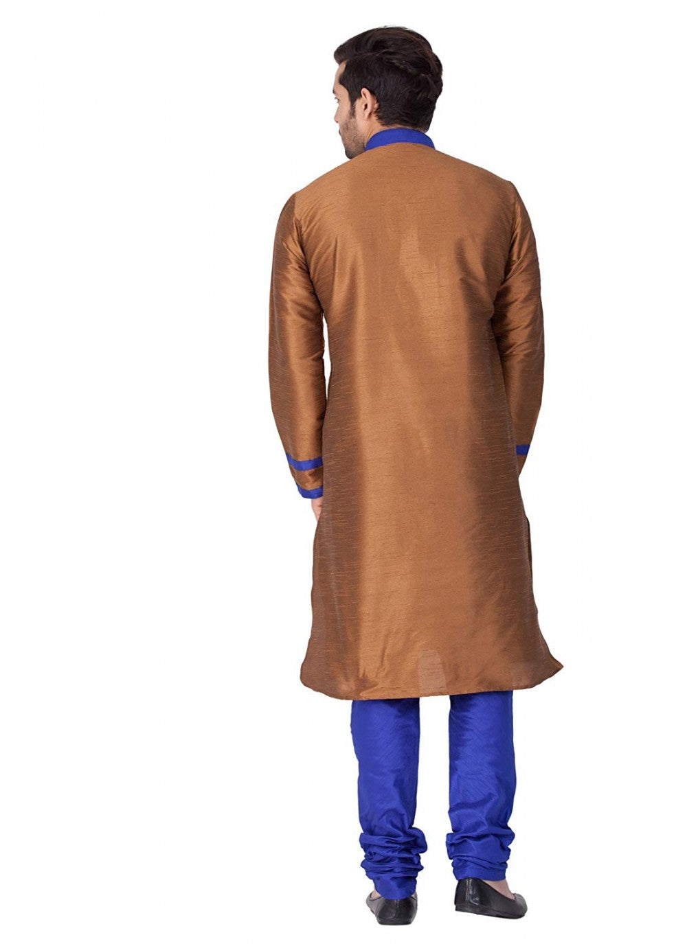 Embroidered Art Dupion Silk Brown Kurta Pyjama - M1285