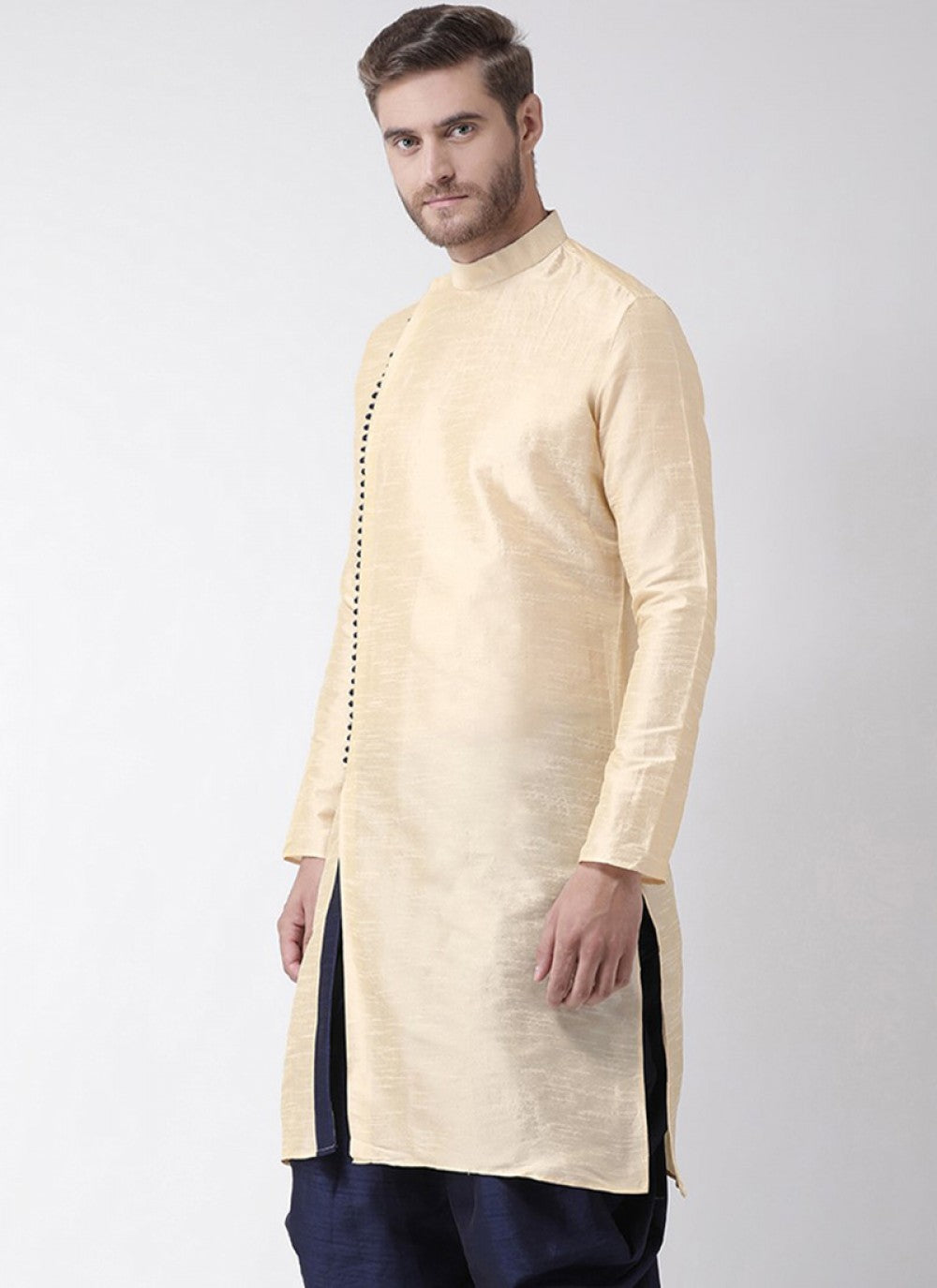 Plain Art Dupion Silk Cream Kurta - M1332