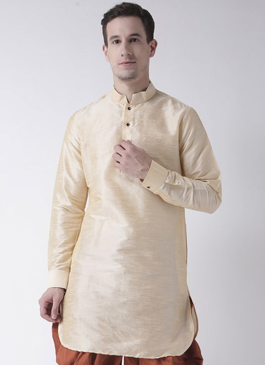 Plain Art Dupion Silk Cream Kurta - M1401